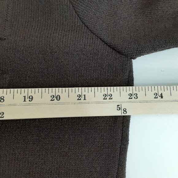 Vintage 80s Chocolate Brown Cardigan Sweater Equestrian V Neck Womens L Minimal - Picture 7 of 9
